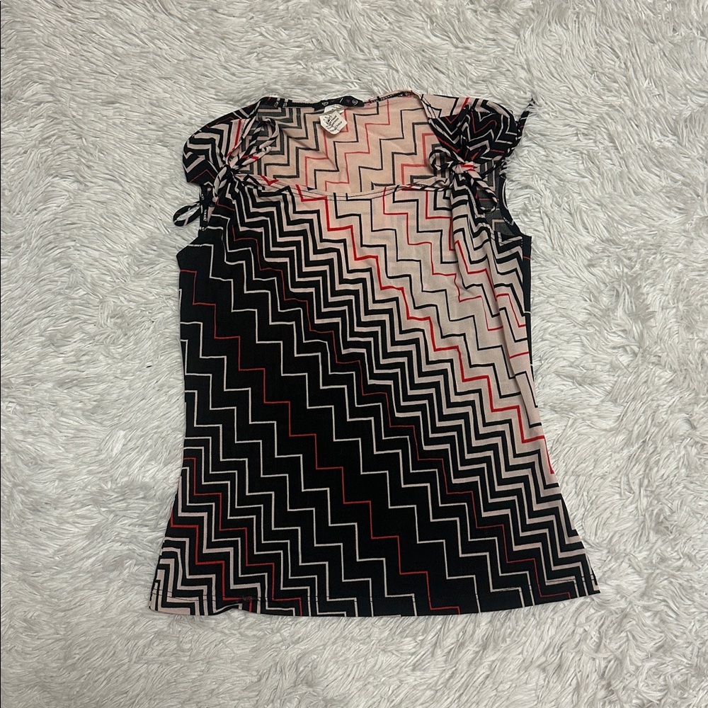 Y2K 5-7-9 Zigzag Patterned Sleeveless Top